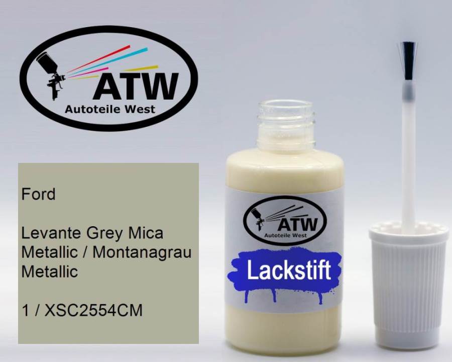 Ford, Levante Grey Mica Metallic / Montanagrau Metallic, 1 / XSC2554CM: 20ml Lackstift, von ATW Autoteile West.